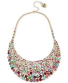 Betsey Johnson Gold-tone Multicolor Crystal Statement Necklace, 16 + 3 Extender
