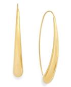 Long Teardrop Sweep Hoop Earrings In 14k Gold