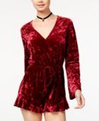 Be Bop Juniors' Crushed Velvet Surplice Romper