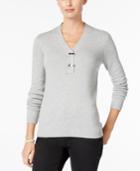 Charter Club Metallic Henley Sweater, Only At Macy's