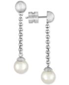 Majorica Silver-tone Imitation Pearl (8mm) Chain Drop Earrings