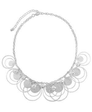 Style & Co. Necklace, Silver-tone Paillette Sandblast Beaded Necklace