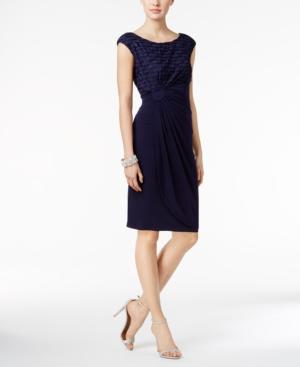 Connected Glitter Stripe Faux-wrap Dress