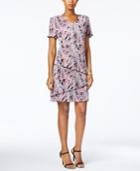 Connected Petite Printed Tiered Shift Dress