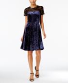 Sangria Velvet Illusion Fit & Flare Dress, A Macy's Exclusive Color