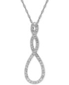 Birthstone And Diamond (1/10 Ct. T.w.) 18 Pendant Necklace In 14k White Gold