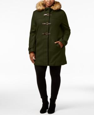 Cole Haan Plus Size Faux-fur-trim Toggle Walker Coat