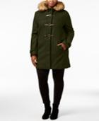 Cole Haan Plus Size Faux-fur-trim Toggle Walker Coat