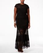 Betsy & Adam Plus Size Lace Panel Dress