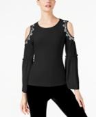 I.n.c. Rhinestone-trim Bell-sleeve Top, Created For Macy's