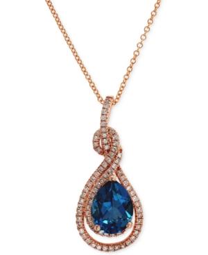 Effy Blue Topaz (1-1/3 Ct. T.w.) And Diamond (1/3 Ct. T.w.) Pendant Necklace In 14k Rose Gold