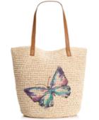 Style & Co. Butterfly Straw Tote, Only At Macy's