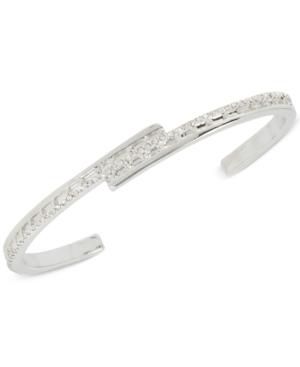 Touch Of Silver Silver-tone Pave Open Bangle Bracelet
