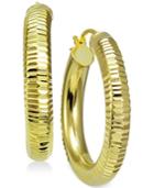Giani Bernini Textured Hoop Earrings In 18k Gold-plated Sterling Silver, Only At Macy's