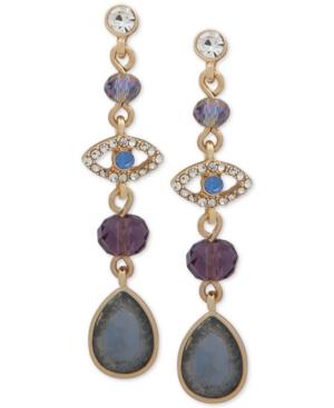 Lonna & Lilly Gold-tone Crystal & Stone Evil-eye Linear Drop Earrings