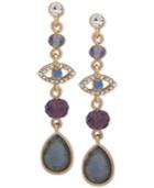 Lonna & Lilly Gold-tone Crystal & Stone Evil-eye Linear Drop Earrings