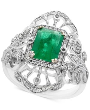 Brasilica By Effy Emerald (1-3/8 Ct. T.w.) And Diamond (1/5 Ct. T.w.) Ring In 14k White Gold