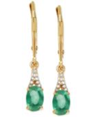 Emerald (1 Ct. T.w.) And Diamond Accent Earrings In 10k Gold