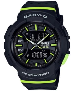 G-shock Women's Analog-digital Baby-g Black & Lime Green Resin Strap Watch 43mm
