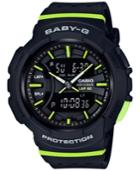 G-shock Women's Analog-digital Baby-g Black & Lime Green Resin Strap Watch 43mm