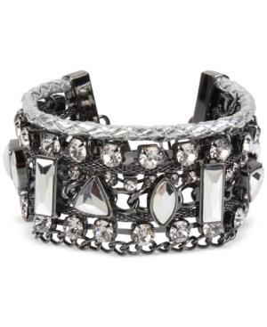 Inc International Concepts Hematite-tone Crystal Woven Cuff Bracelet, Only At Macy's