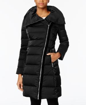 T Tahari Plus Size Asymmetrical Velvet-trim Coat