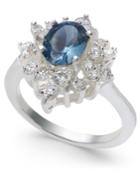Charter Club Silver-tone Crystal & Stone Oval Halo Ring, Created For Macy's