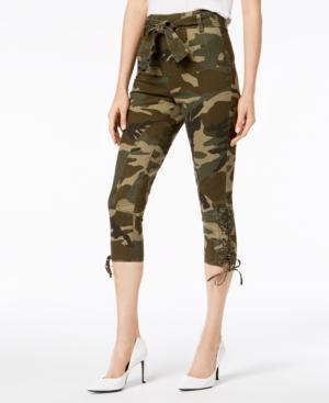 Kendall + Kylie Camo-print Lace-up Capri Pants