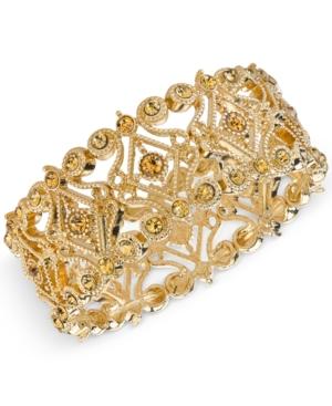2028 Gold-tone Imitation Topaz Filigree Stretch Bracelet, A Macy's Exclusive Style