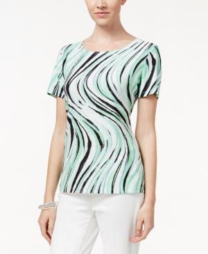 Jm Collection Textured Tee, Wave Print