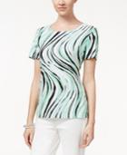 Jm Collection Textured Tee, Wave Print