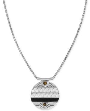 The Sak Silver-tone Tiger's Eye Accent And Etched Pendant Necklace