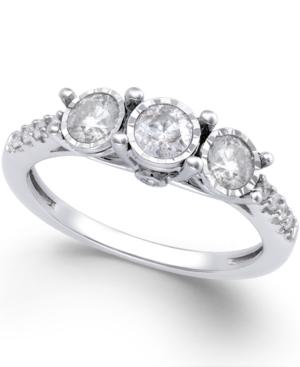 Diamond Three-stone Ring (3/4 Ct. T.w.) In 14k White Gold