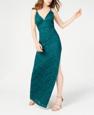 Emerald Sundae Juniors' Glitter Lace A-line Dress