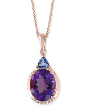 Effy Amethyst (3-1/3 Ct. T.w.) & Tanzanite (1/3 Ct. T.w.) 18 Pendant Necklace In 14k Rose Gold