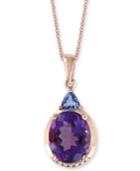 Effy Amethyst (3-1/3 Ct. T.w.) & Tanzanite (1/3 Ct. T.w.) 18 Pendant Necklace In 14k Rose Gold