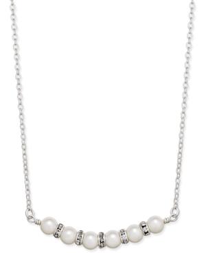 Inc International Concepts Silver-tone Imitation Pearl And Pave Collar Necklace, Only At Macy's