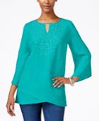 Jm Collection Linen Studded Tunic, Only At Macy's