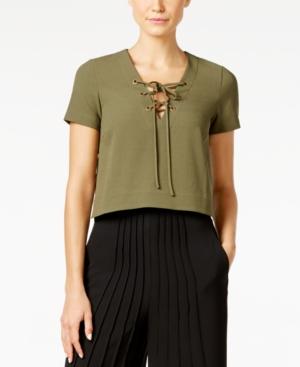 Catherine Malandrino Victoria Crepe Lace-up Top