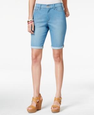 Nydj Petite Briella Palm Bay Wash Denim Shorts
