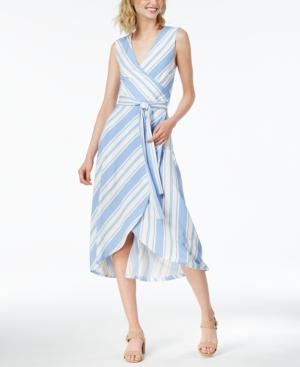 Bar Iii Striped Faux-wrap Dress, Created For Macy's