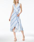 Bar Iii Striped Faux-wrap Dress, Created For Macy's