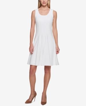 Tommy Hilfiger Scalloped Pique Fit & Flare Dress