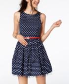 Emerald Sundae Juniors' Polka-dot Fit & Flare Dress