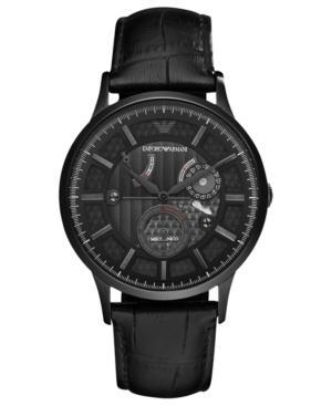 Emporio Armani Watch, Men's Automatic Meccanico Black Croco Leather Strap 43mm Ar4661