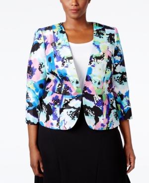 Kasper Plus Size Printed Shantung Jacket