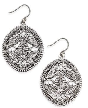 Lucky Brand Silver-tone Circular Openwork Drop Earrings