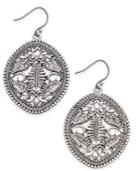 Lucky Brand Silver-tone Circular Openwork Drop Earrings