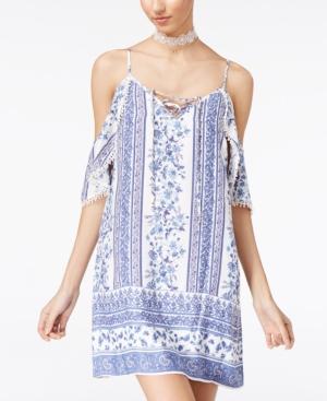 Trixxi Juniors' Cold-shoulder Shift Dress