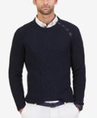 Nautica Men's Cable-knit Buttoned Crew Sweater